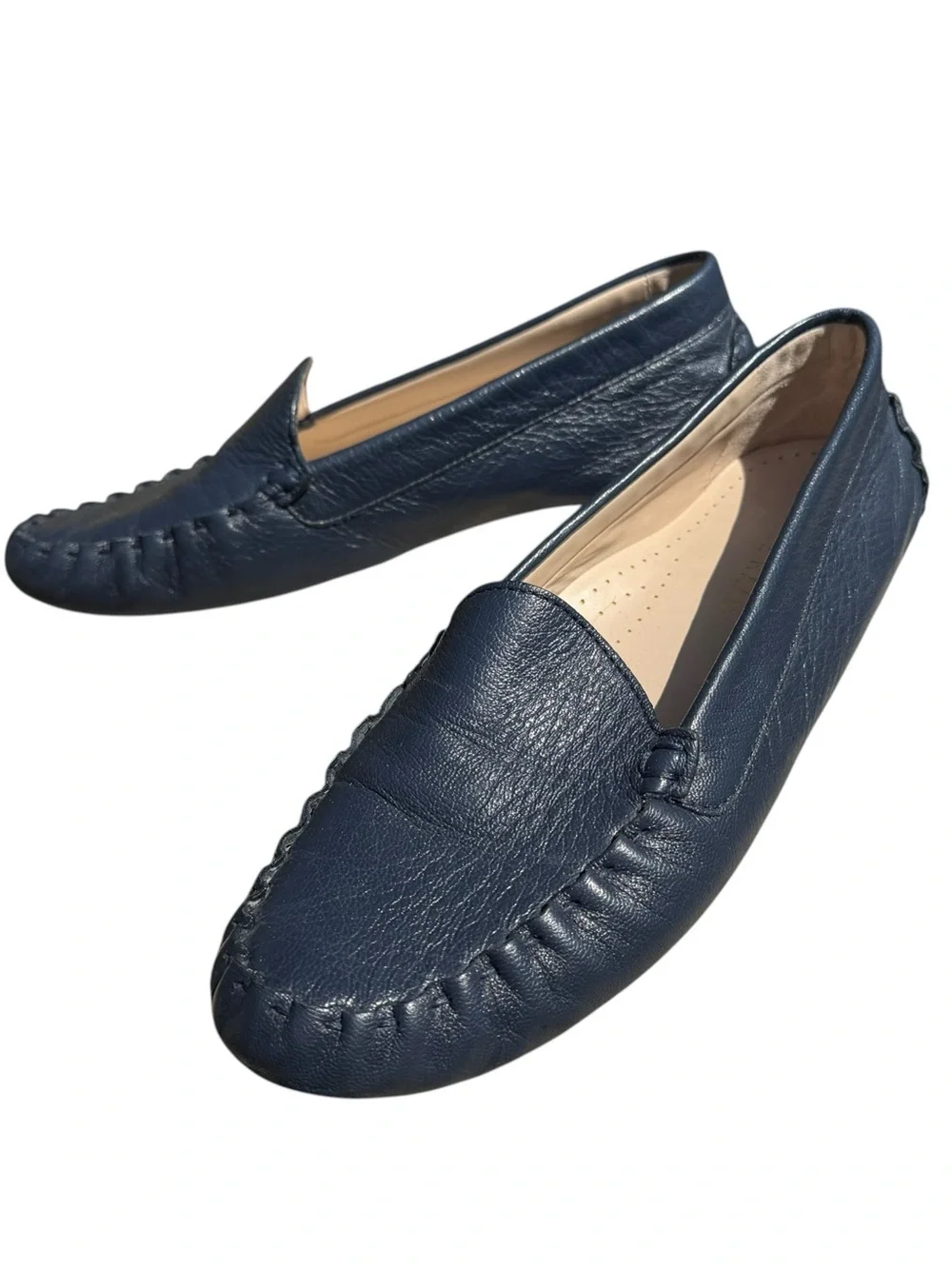 Cole Haan Womens 7.5 B Navy Blue Leather Driving Loafers Moccasins Flats Comfy